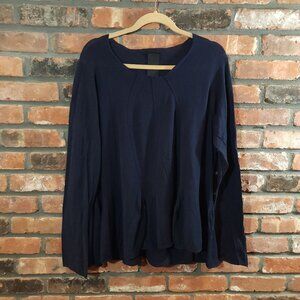 Rundholz Black Label Navy V-neck Hi-lo Lightweight Sweater Lagenlook Women's XL